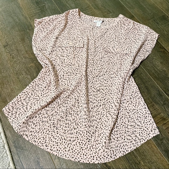 Jaclyn Smith Tops - Jaclyn Smith Animal Print Top, Pink Leopard Blouse